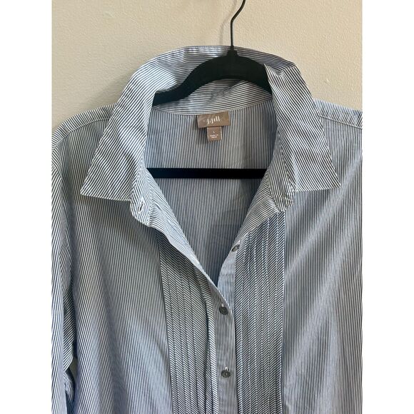 Low Price! J. Jill Button-Down Blouse Size Large β Classic Stripe - Picture 6 of 6